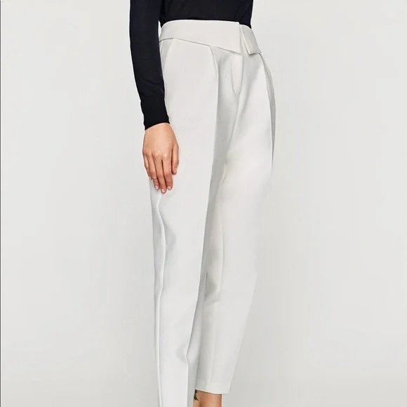 Zara White high waisted trousers. Size medium. NWT 1478/225/251 - Picture 1 of 7